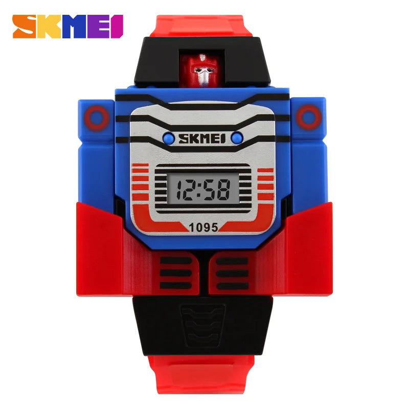 SKMEI Kids Watches LED Digital Children Cartoon Sports Watches Robot Transformation Toys Boys Wristwatches Montre Enfant 1095