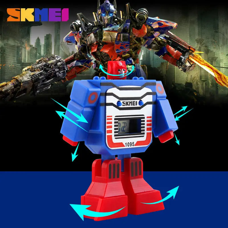 SKMEI Kids Watches LED Digital Children Cartoon Sports Watches Robot Transformation Toys Boys Wristwatches Montre Enfant 1095