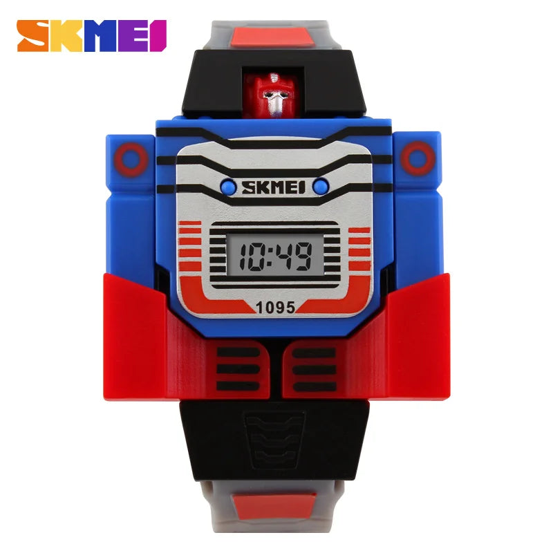 SKMEI Kids Watches LED Digital Children Cartoon Sports Watches Robot Transformation Toys Boys Wristwatches Montre Enfant 1095