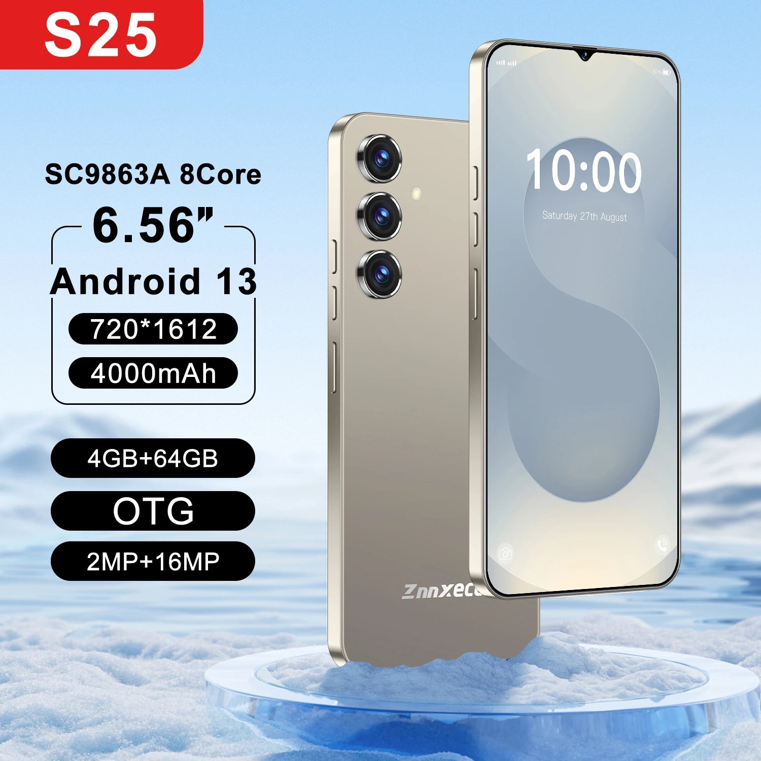 Experience smooth performance with the S254 smartphone—featuring an 8-core processor, 64GB storage, facial recognition, and high-definition screen resolution!