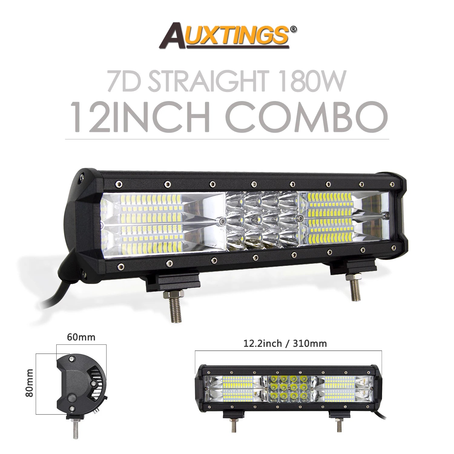 Auxtings 12-45in 180W-612W Tri-Row 7D LED Light Bar Offroad Led Bar Combo  Led Work Light Bar for Truck SUV ATV 4x4 4WD 12v 24V
