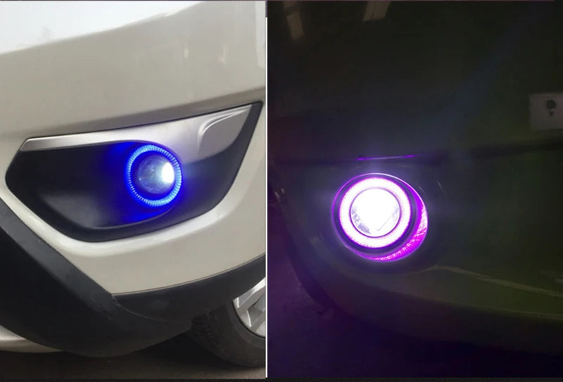 2pcs 3.0 Angel Eyes Fog Lamp 12V Universal 2.5 COB LED DRL Lamp 3.5 Driving Lights White Blue Pink Yellow Green 64/76/89mm