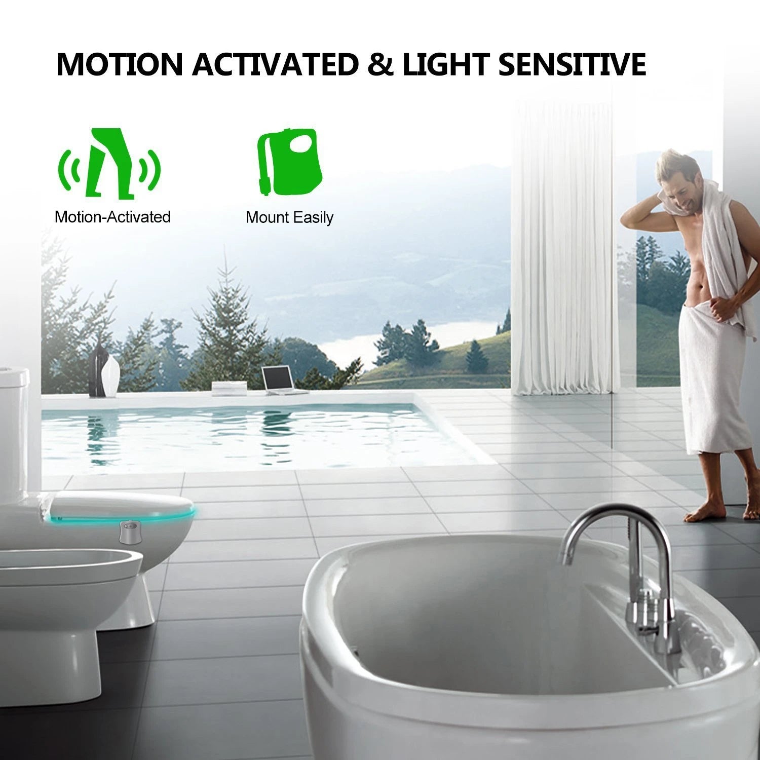 Automatic Motion Sensor Toilet Night Light 16 Colors Washroom Toilet Bowl Seat Light Battery Operated Waterproof Bathroom Lamp