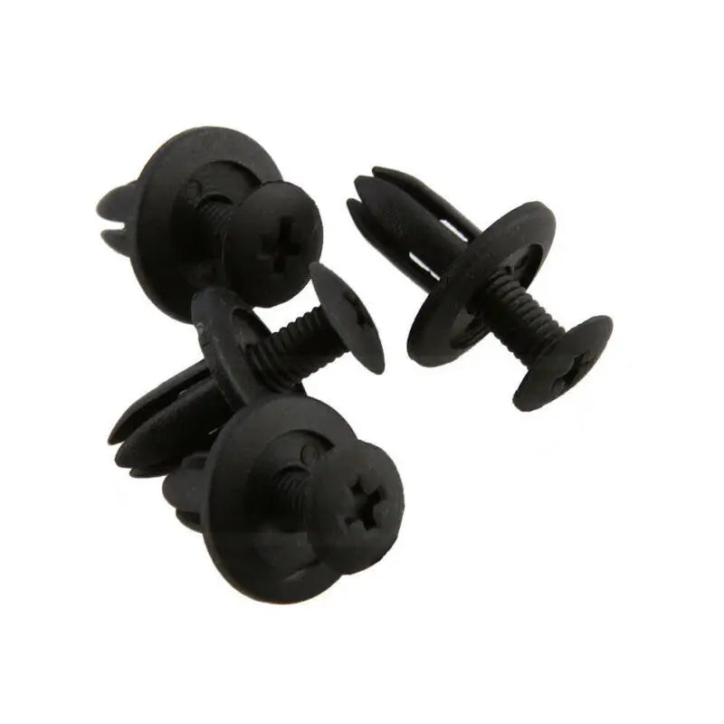 50pcs Car Body 6mm Hole Dia Plastic Rivets Fastener Fender Bumper Push Pin Black Universal Car Fasteners Clip Auto Accessories