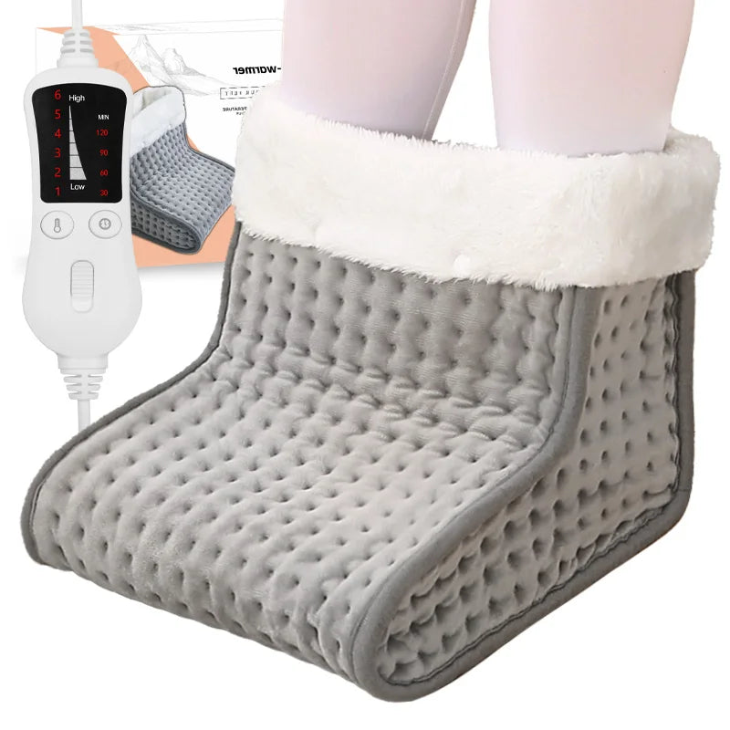 Soft Fleece Electric Heated Foot Warmer Auto-Off Feature Portable Household Bedroom Heater for Work Sleep Overheat Protection