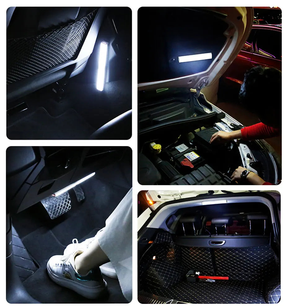 Wireless Car LED Strip Lights Foot Light Rechargeable Human Body Induction Night Light for Car Trunk Magnetic Reading Lamp