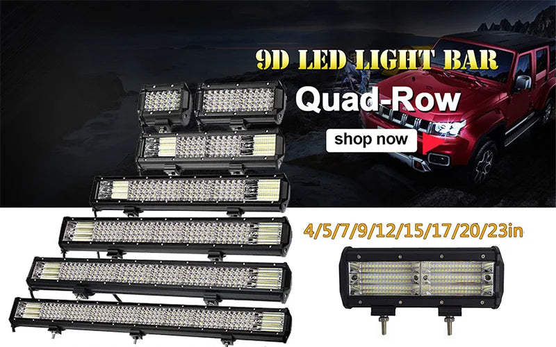 Auxtings 12-45in 180W-612W Tri-Row 7D LED Light Bar Offroad Led Bar Combo  Led Work Light Bar for Truck SUV ATV 4x4 4WD 12v 24V