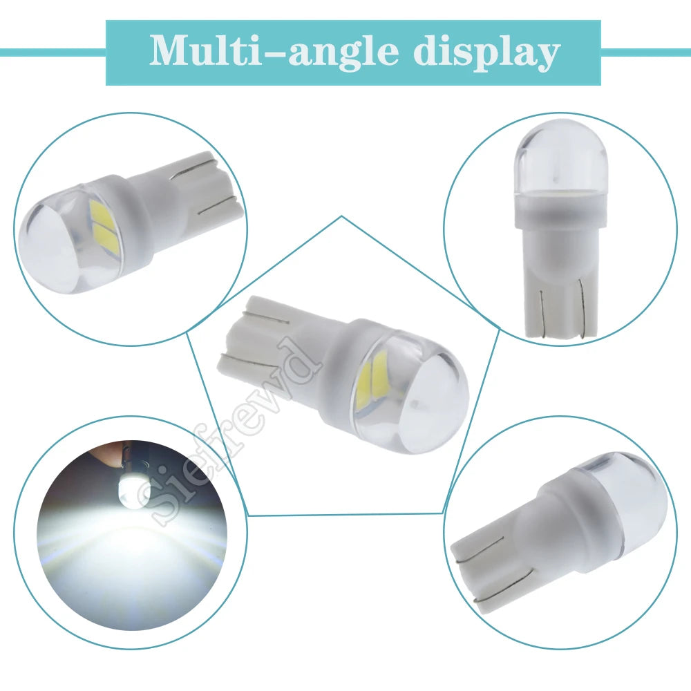 2Pcs T10 Warm White Car Light W5W 194 168 LED Wedge Bulb 6V 6.3V 12V Auto Interior Dome Map Motorbike Scooter Side Marker Lamp