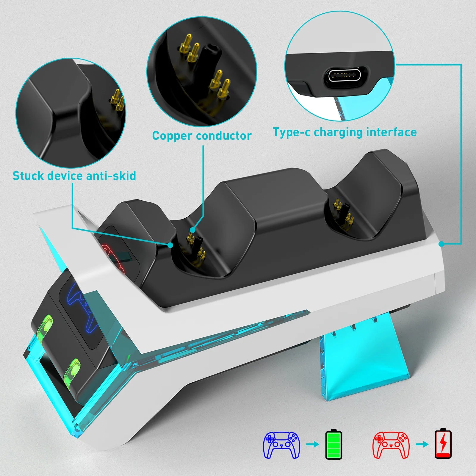 New Trend Ps5 Joystick Fast Charger Contacts Dual Dock