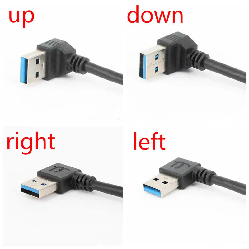 USB 3.0 Right / Left /Up/Down Angle 90 Degree Extension Cable Male To Female Adapter