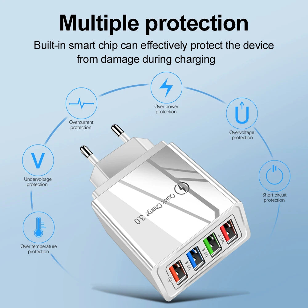 USB Charger 4 Port USB Quick Charge