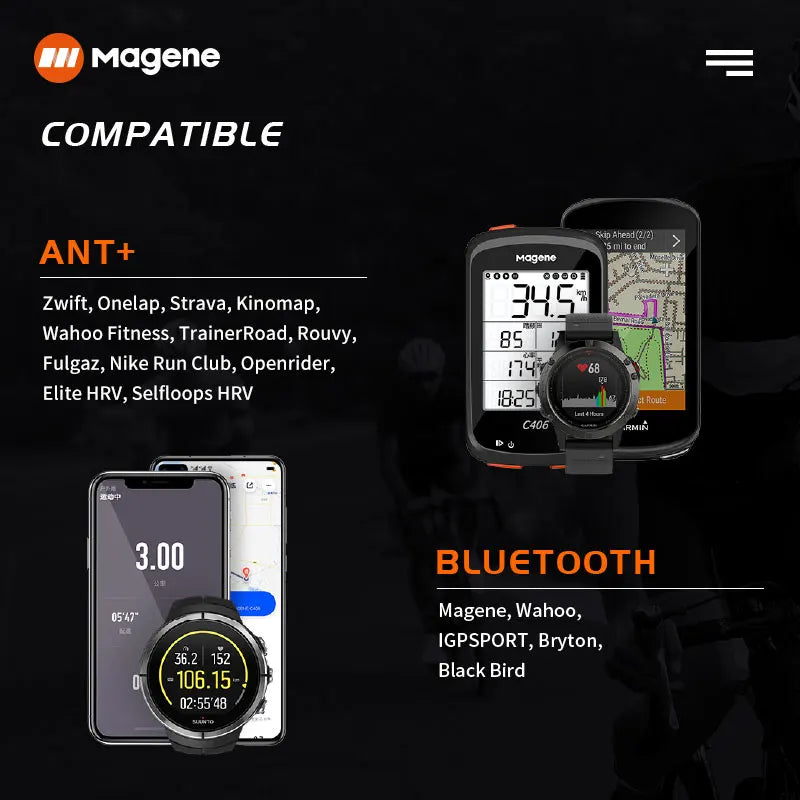 Magene Mover H64 Heart Rate Sensor Dual Mode ANT Bluetooth With Chest Strap Cycling Computer Bike for Wahoo Garmin Sports Monito