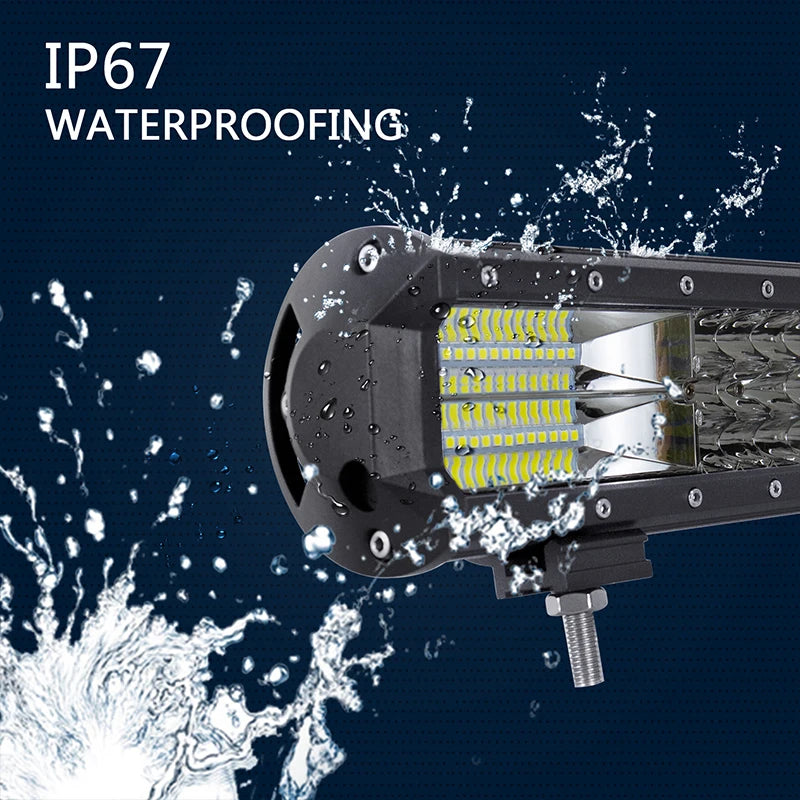 Auxtings 12-45in 180W-612W Tri-Row 7D LED Light Bar Offroad Led Bar Combo  Led Work Light Bar for Truck SUV ATV 4x4 4WD 12v 24V