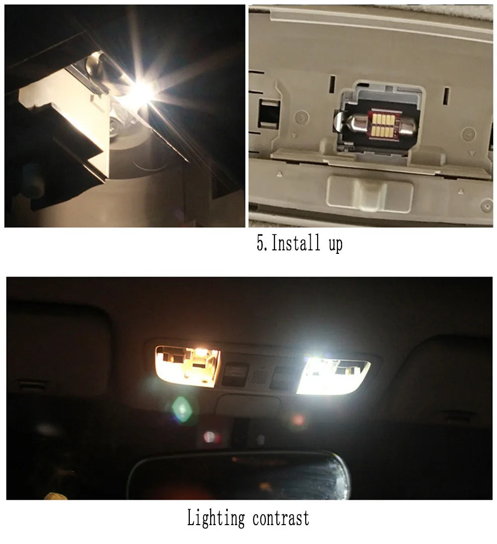 2pcs C10W C5W LED COB Festoon 31mm 36mm 39mm 41mm 42mm 12V White Bulbs Cars License Plate Interior Reading Dome Door Light 6500K