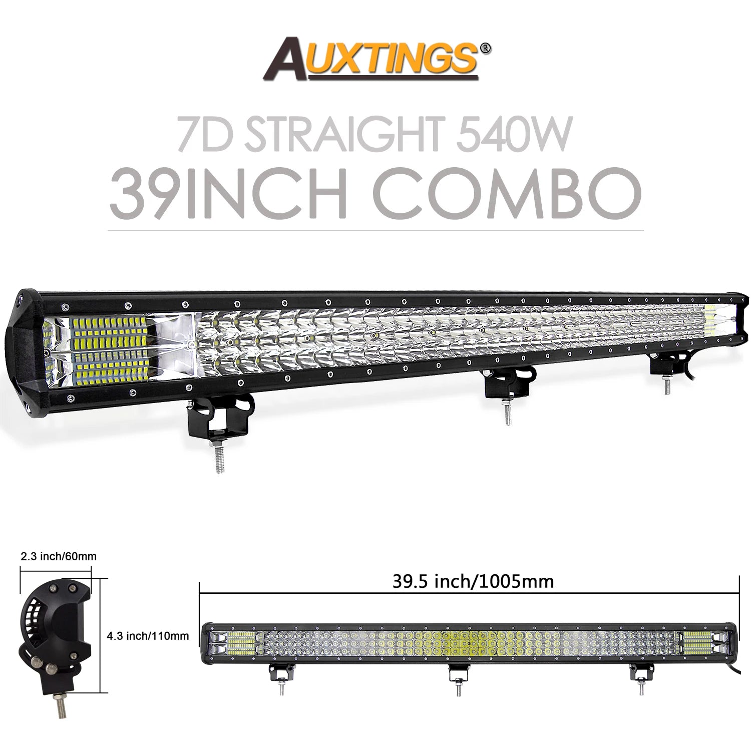 Auxtings 12-45in 180W-612W Tri-Row 7D LED Light Bar Offroad Led Bar Combo  Led Work Light Bar for Truck SUV ATV 4x4 4WD 12v 24V