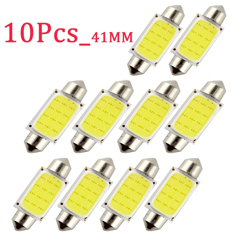 10Pcs/Lot White COB C5W LED Bulbs 12V 24V Car Auto Festoon Dome Interior LED Lights Lamp Roof Reading Bulb 31mm 36mm 39mm 41mm