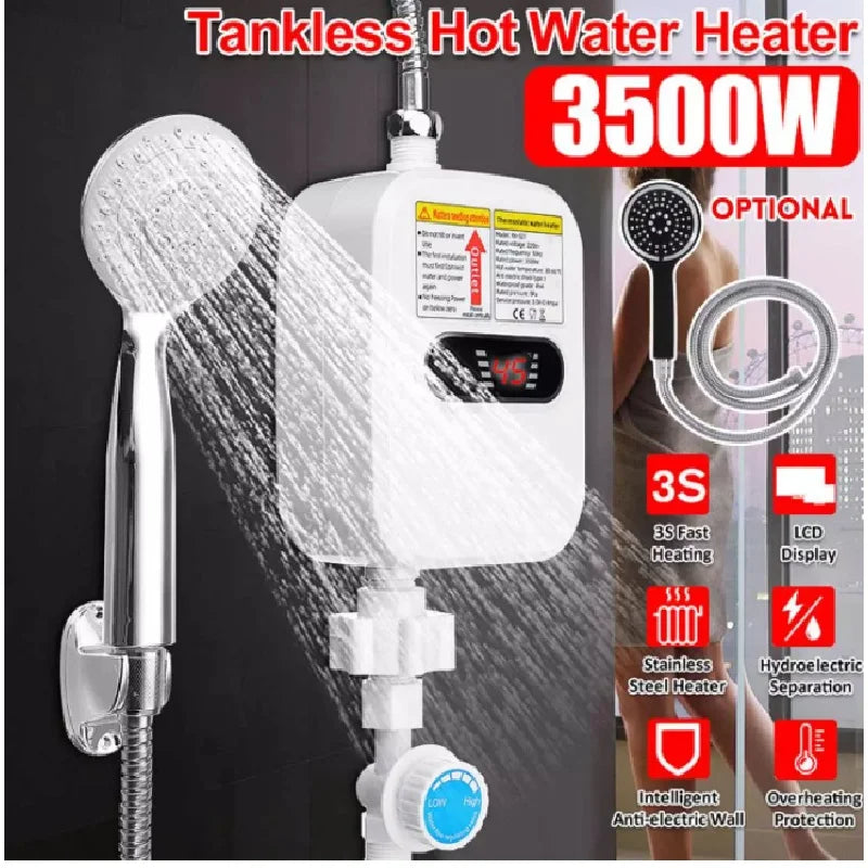 EU/US Plug 3500W Electric Thankless Mini Instant Hot Water Heater 220/110V bathroom Faucet Tap Heating 3 Seconds Instant Heating