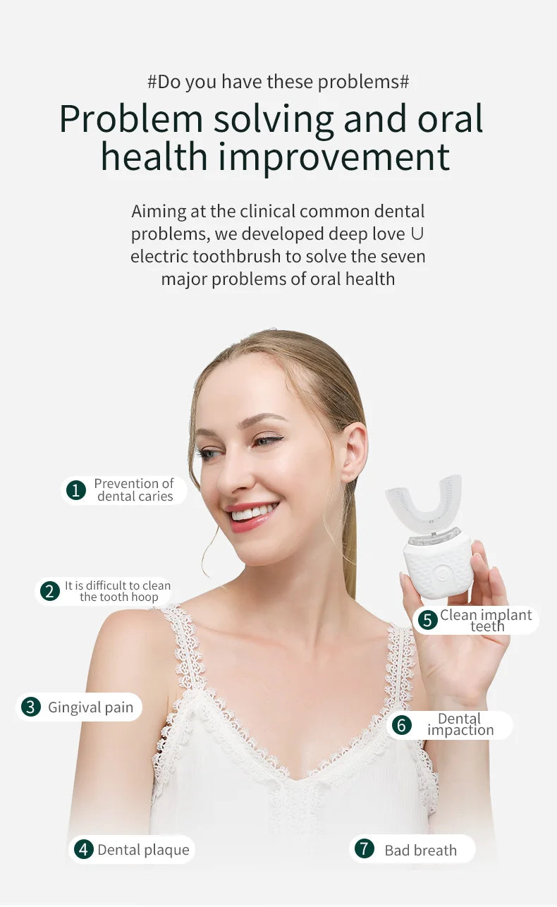 Achieve a superior clean with this electric U-shaped toothbrush for adults—automatic, USB rechargeable, and designed for convenience and effective brushing!