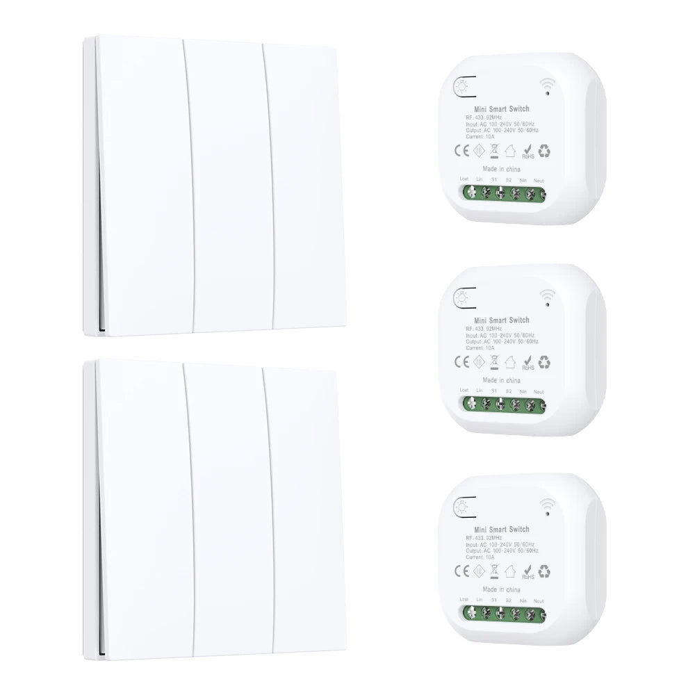 New High-End No Battery Self Powered Wireless Switch 1/2/3 Gang High-Sensitivity Kinetic Switches Rf433mhz Waterproof Panel