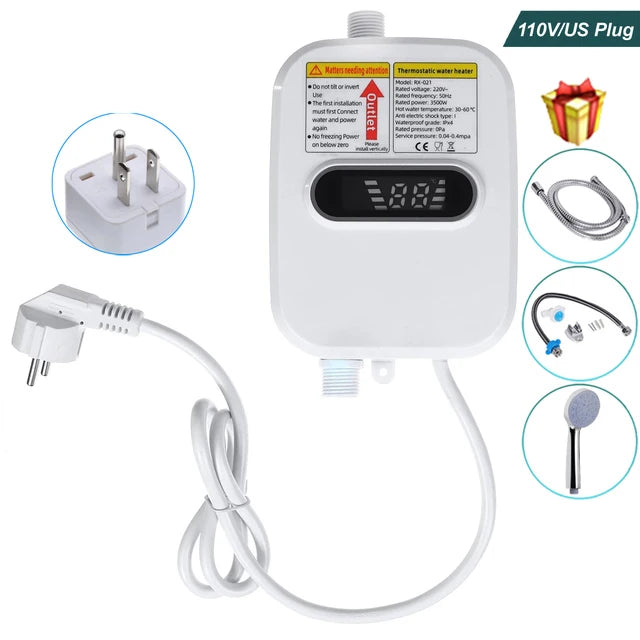 EU/US Plug 3500W Electric Thankless Mini Instant Hot Water Heater 220/110V bathroom Faucet Tap Heating 3 Seconds Instant Heating