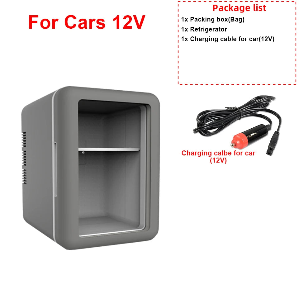 4L Mini Car Refrigerator Portable Fridge Car Home Cosmetics 12V/220V Hot And Cold Dual-Purpose Ice Box For Camping Travel
