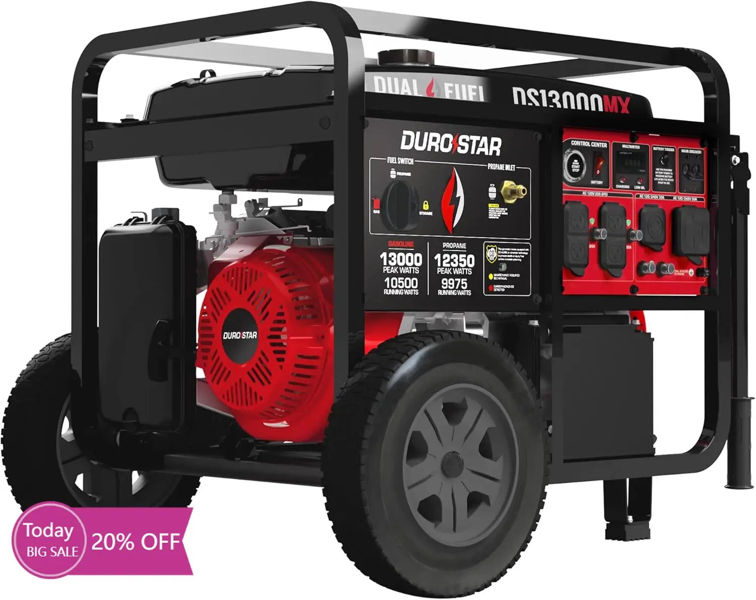 Power your home effortlessly with this bestseller 13,000-watt 500cc dual fuel portable generator—runs on gas or propane, features remote electric start, and delivers reliable whole-home backup power!