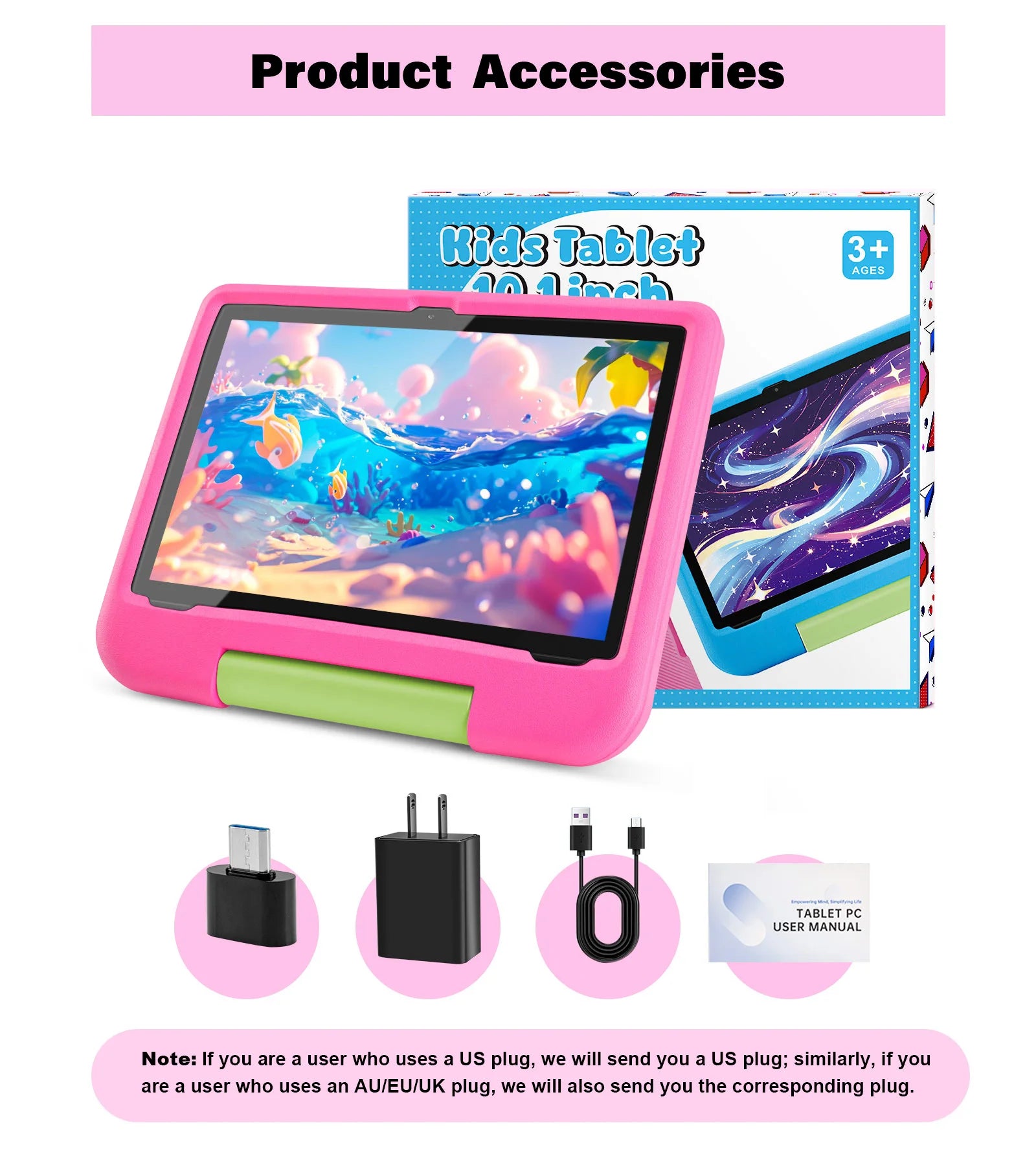 ANRY Kids Tablet Android 15 10.1 Inch CPU A523 2.0GHZ Octa-Core 4GB RAM 64GB ROM 5000Mah Dual Camera Tablets Children's Gifts