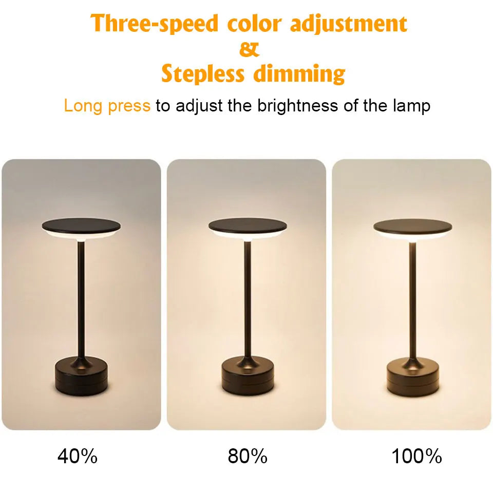 Illuminate any space with this LED touch sensor table lamp—USB rechargeable, portable, and perfect for bedrooms, restaurants, hotels, bars, and more!
