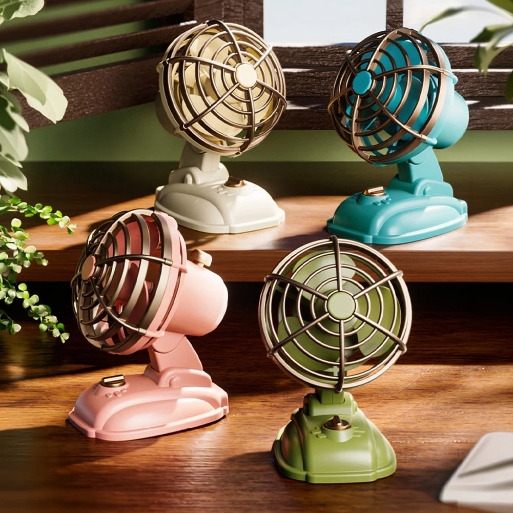 1Pc Retro USB Charging Handheld Fan Silent Mini Fan Summer Portable Outdoor Travel Office Mini Fan Ultra Quiet Folding Mini Fan