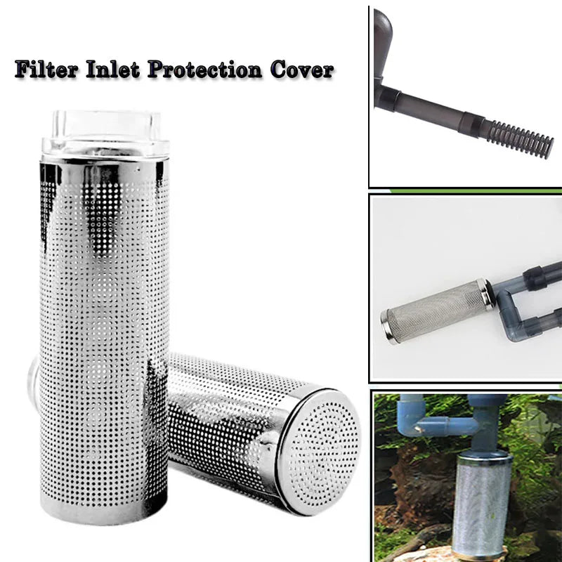 Fish Tank Filter Stainless Steel Inlet Case Mesh Shrimp Nets Special Cylinder Filters Inflow Inlet Protect Aquarium Accessories