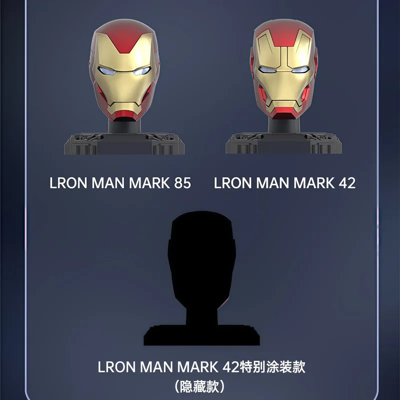 MORSTORM Tony Stark Iron Man Helmet MK7 MK15 MK46 MK85 MK42 MK21 MK 16 Anime Figure Model Assembly Toys Blind Box Christmas Gift