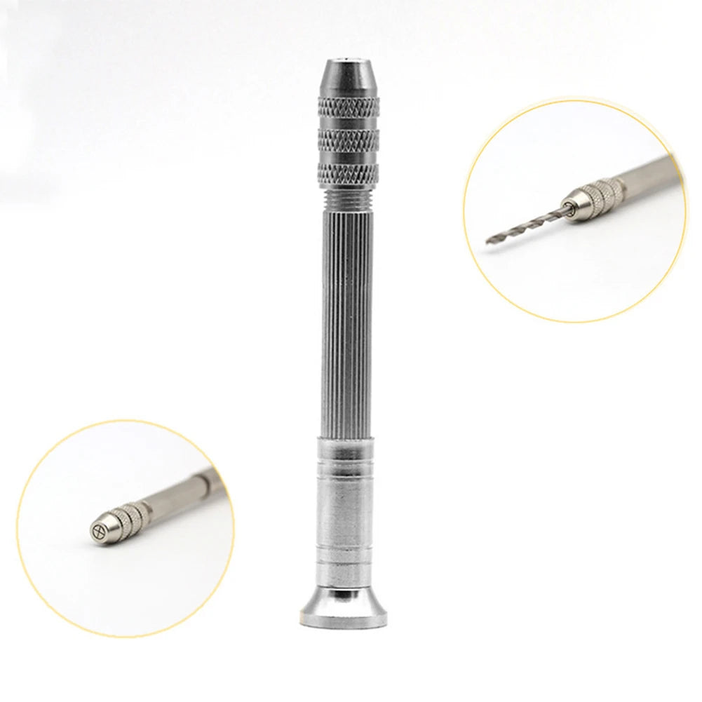 DIY Woodworking Drilling Rotary Tools Manual Aluminum Alloy Micro Hand Drill Non-slip Handle with 10pcs Drill Bits