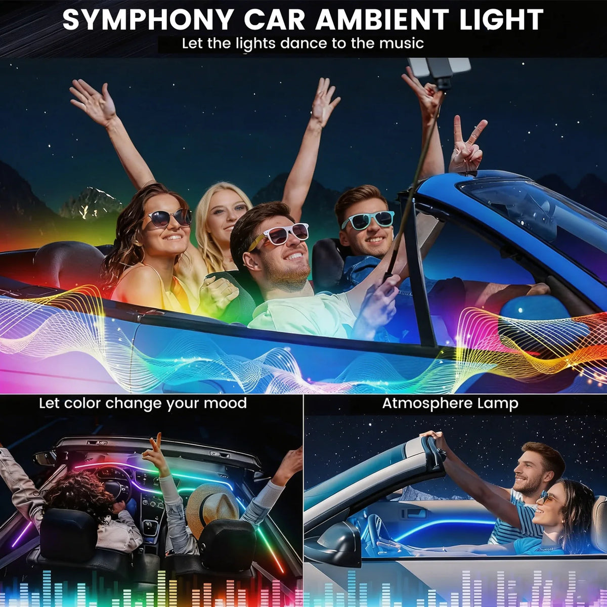 Dreamcolor Acrylic Interior Car LED Strip Light with Wireless APP, RGB 6/10/18 in 1 with 175 inches Fiber Optic Strip Lights for Car, Dynamic Chasing Music Sync Neon Car Ambient Lighting Kits