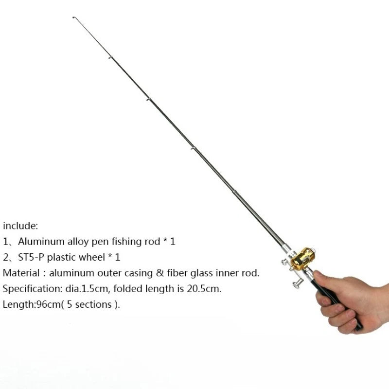 Portable Fishing Rod with Spinning Reel Mini Pocket Telescopic Fishing Pole for River, Lake, Reservoir, Ice Fishing