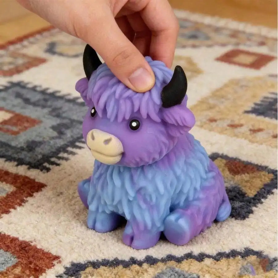 Popular New Products Scottish Highland Cow Stress Relief Toy Slow Bounce Sensory Soft Toy Cheese Squeezing Stress Relief Gift