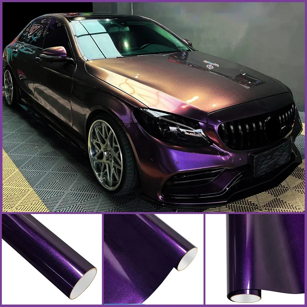 PET Diamond Purple&Gold Car Vinyl Film PVC Waterproof Scratch Resistant Sticker Motorcycle Auto Body Exterior Decoration Film
