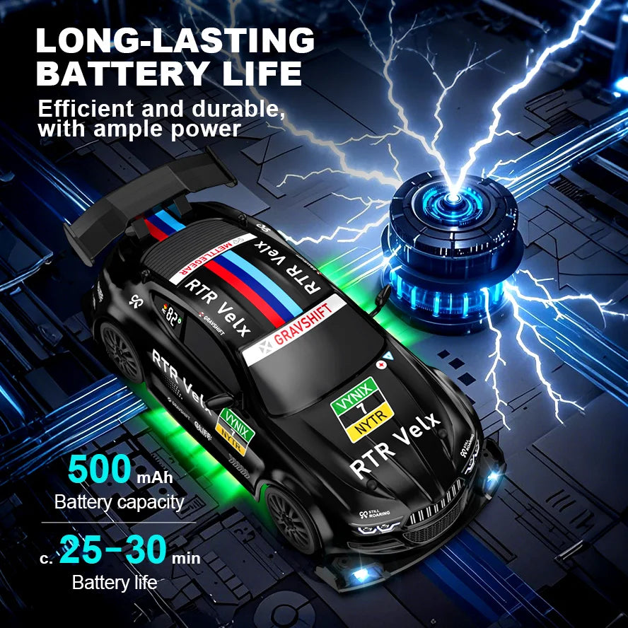2.4G Wireless 4WD Drift RC Car 1:24 Scale With Cool Lights Stepless Speed Kids Remote Control Vehicle Christmas Birthday Gift