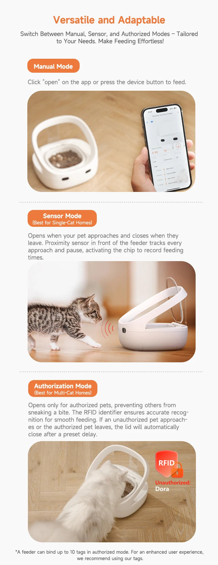 Make feeding time a breeze for multi-pet households with this global version cat and dog feeder—controlled easily with the handy app!