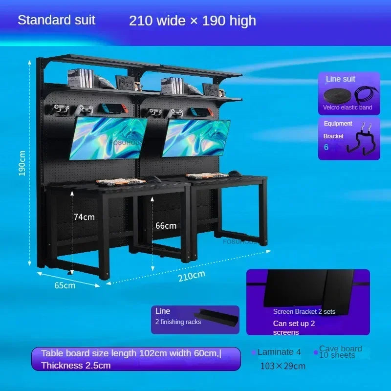 Double Gaming Desk Luxury Office Furniture Bedroom Computer Table Integrated Bookshelf Home Storage Designer Desktop Study Table