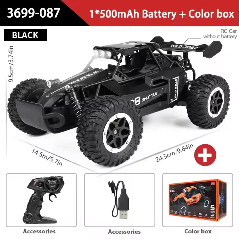 1:16 RC Car All Terrain Monster Truck LED Headlights Outdoor 2WD Off-Road Hobby RC 2.4GHz 20Km/h Remote Control Car Toy Gift Kid