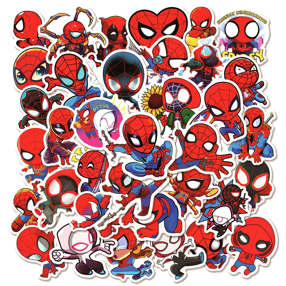 10/30/50pcs Cartoon Marvel Spider-Man Stickers Anime Super Hero Sticker DIY Stationery Phone Laptop Funny Graffiti Decals Decor
