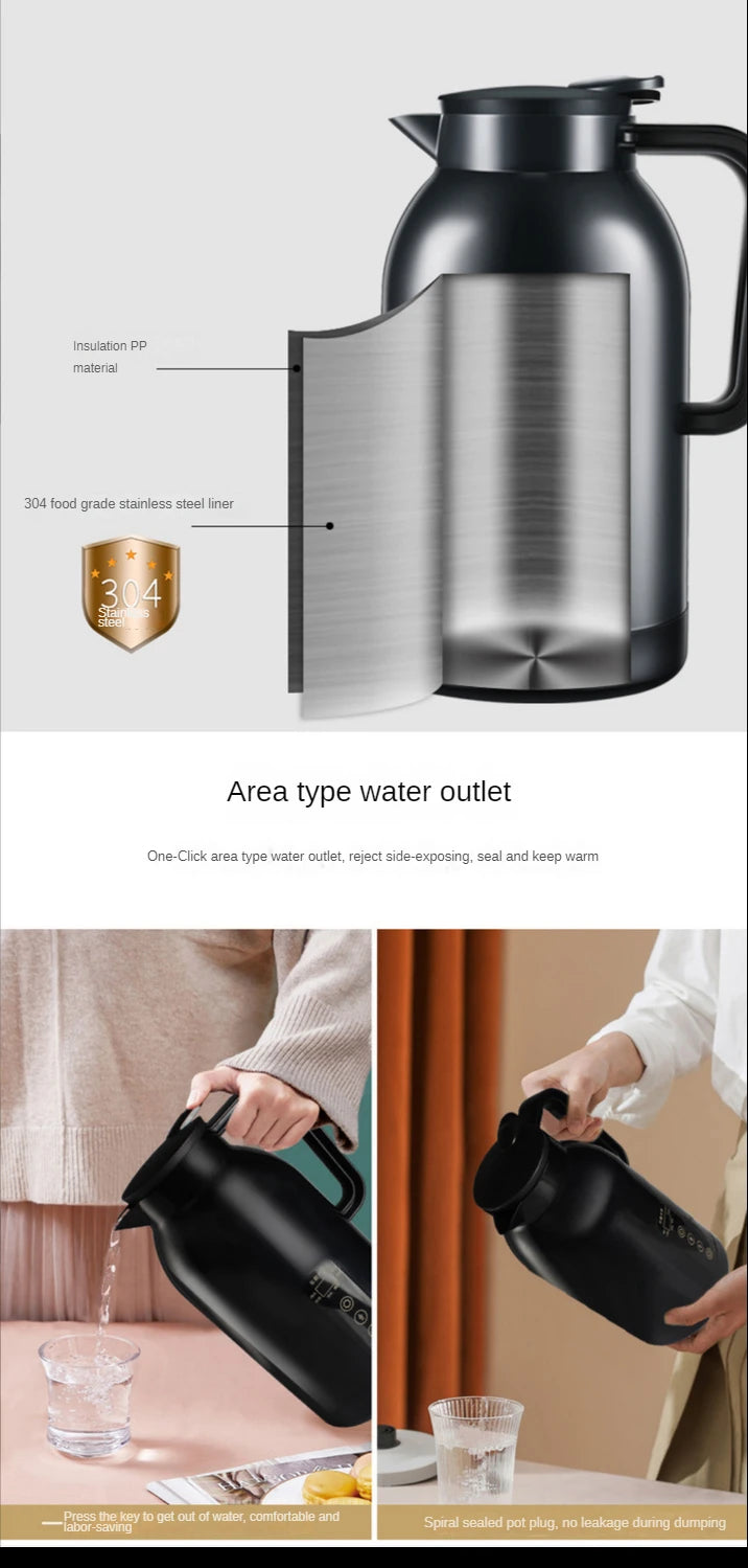 Portable Car Hot Kettle 1200ML Water Heater Travel Auto 12V/24V for Tea Coffee 304 Stainless Steel Large Capacity for Vehicle