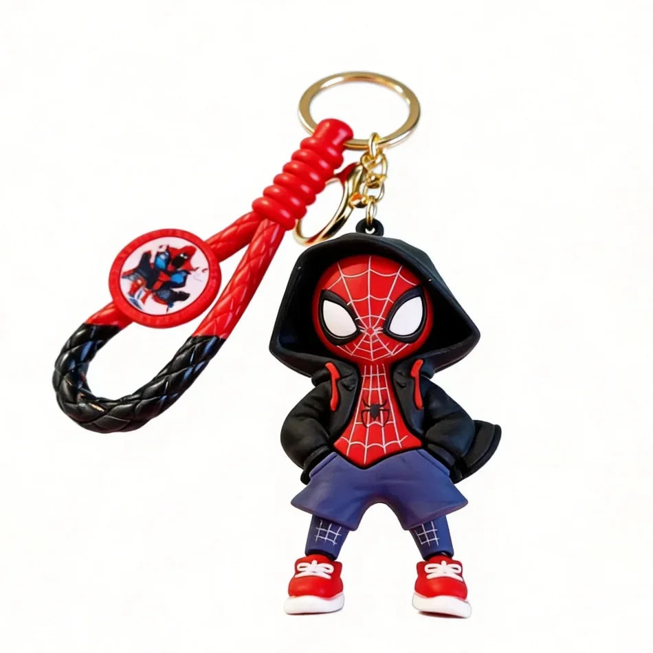 Marvel Spider-Man Silicone Key Ring, Cartoon Character Mini Figurine Keychain, Anime Merch Bag Accessories, Birthday & Holiday P
