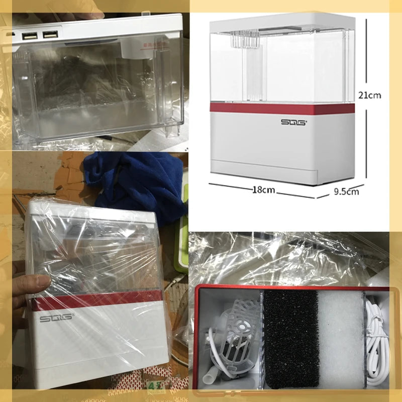 2026 mini fish tank Self circulating fish tank with charging filter desktop living room household water free ecological aquarium