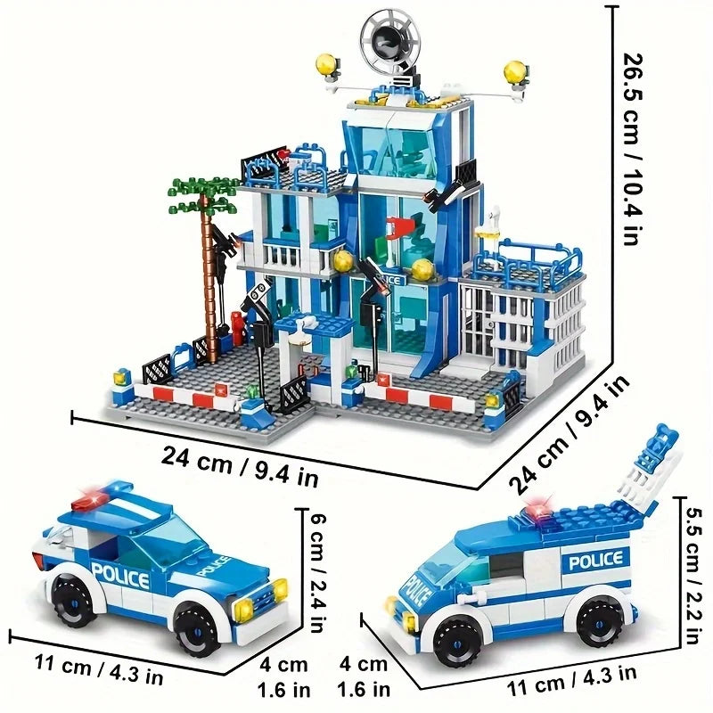 Police station building blocks, children's education building blocks toys, Christmas gifts, birthday gifts (503 pieces)