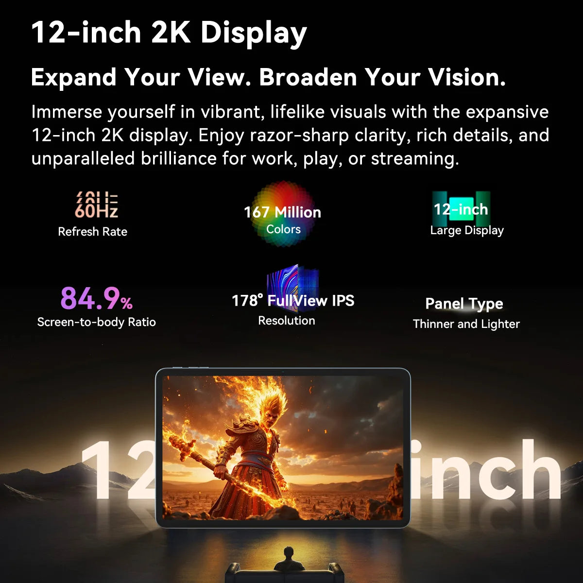 Blackview MEGA 2 Android 15 Tablet 12 inch 2K Display 36(12+24)GB 256GB Unisoc T615 9000mAh Battery Widevine L1 Pad PC