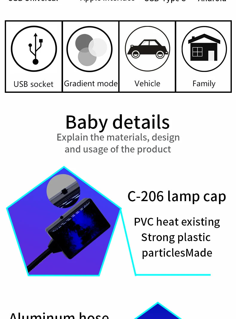 Auto USB starry sky car roof star decoration light ambient light music Rhythm control car interior led starry light for car