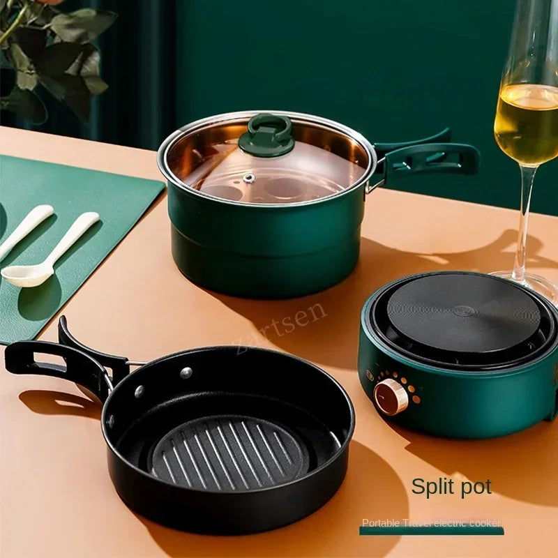 Electric Split Cooking Pot Foldable Multicooker Frying Pan Hotpot Steamer Rice Cooker Soup Maker Water Boiler Travel