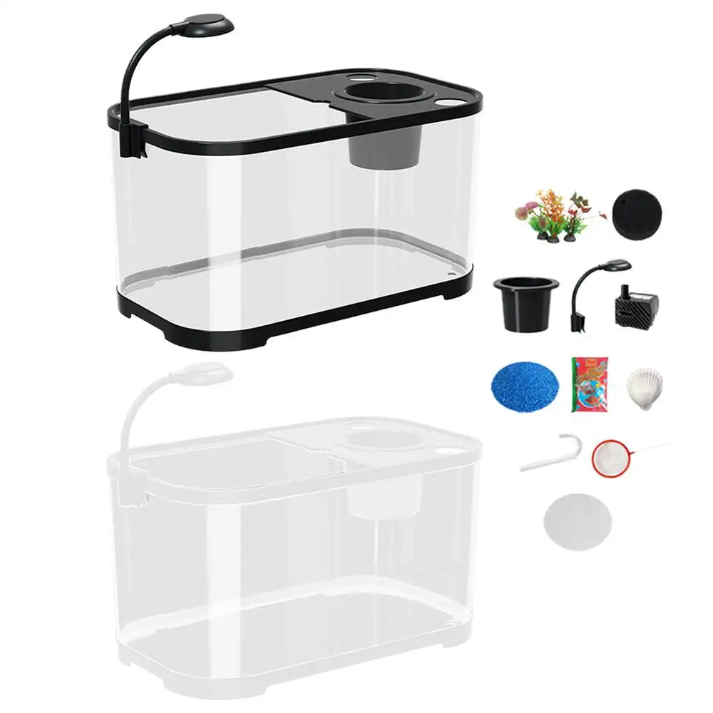 Aquarium Kit Betta Fish Tank For Beginners Desktop Beginner Aquarium Small Household Fish Bowl For Aquatic Animals Betta Turtle