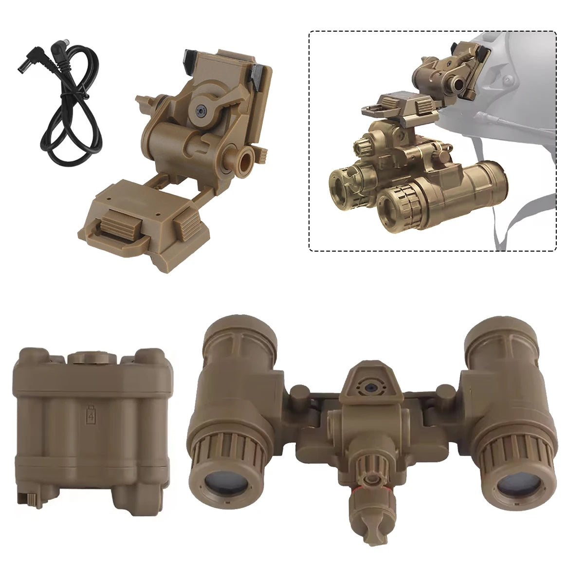 Tactical AN/PVS31 Night Vision Goggles Dual-Tube Binocular NVG Dummy Props Helmet No Function Model with L4G24 Helmet Mount